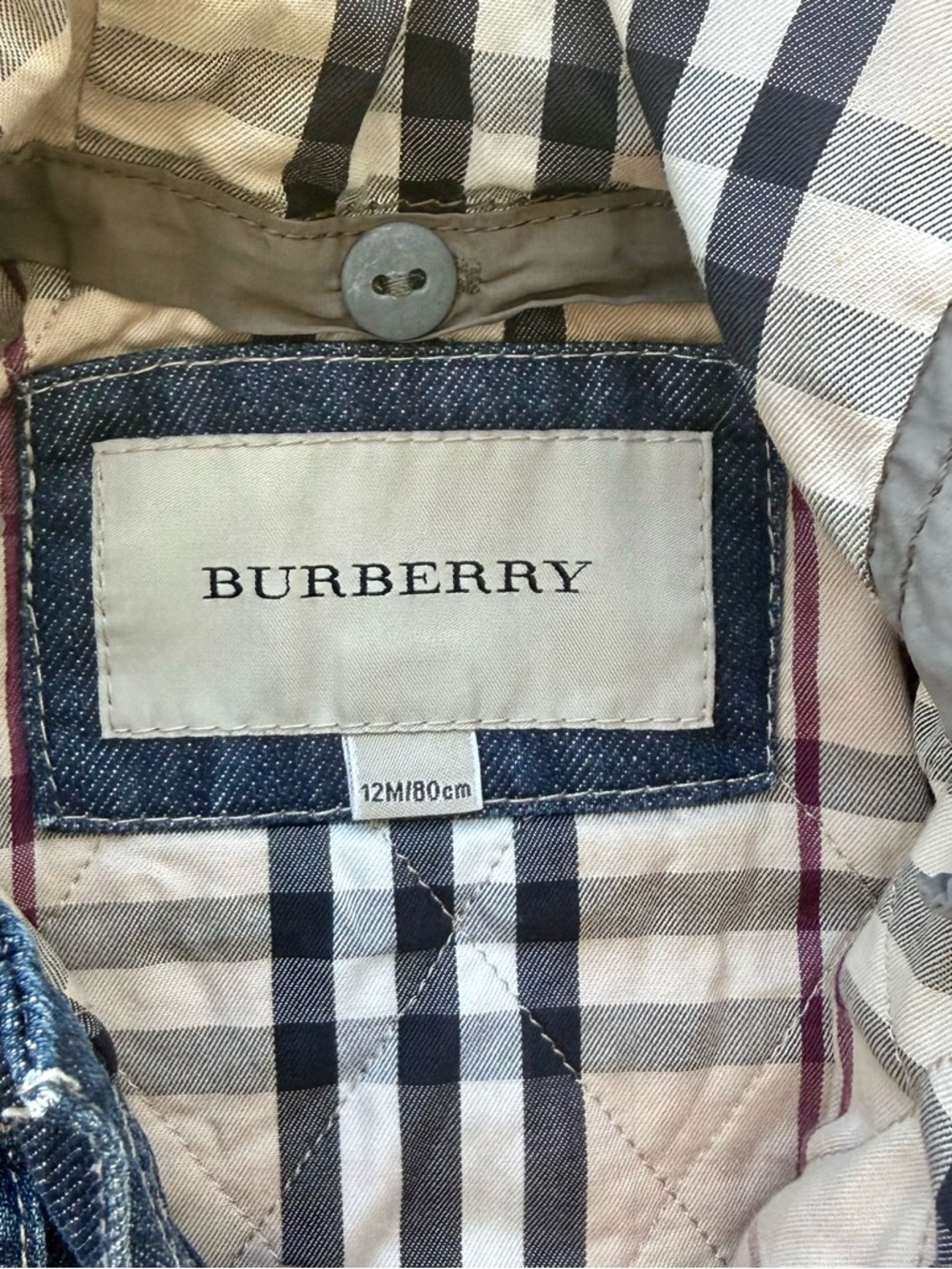Burberry Baby kid vest jacket Jean 9/12 months removable hood blue vintage - Picture 3 of 5